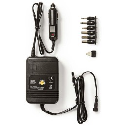 NEDIS univerzální DC/DC napájecí adaptér/ auto adaptér/ 24 W/ 1.5 / 3 / 4.5 / 6 / 7.5 / 9 / 12 V DC/ 24 V DC/ 2 A/ černý