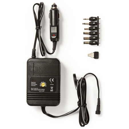 NEDIS univerzální DC/DC napájecí adaptér/ auto adaptér/ 24 W/ 1.5 / 3 / 4.5 / 6 / 7.5 / 9 / 12 V DC/ 24 V DC/ 2 A/ černý