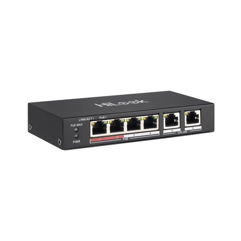 HiLook Powered by HIKVISION switch NS-0106P-35/ 4x port/ 10/100 Mbps RJ45 ports PoE / 2x 100 Mbps uplink