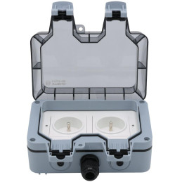 Xtend Home chytrá venkovní dvouzásuvka, IP66, WiFi, správné spínání fáze, Tuya