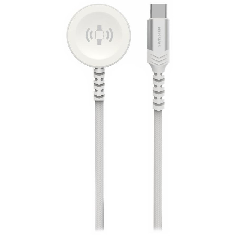 Swissten braided magnetic cable for apple watch metal, usb-c 1.2 m white