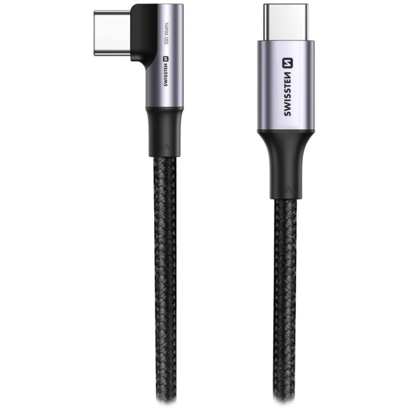 Swissten datový kabel usb-c/usb-c 5a (100w) pro notebooky 2 m černý