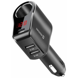Swissten car adapter with 1x cl, 1x ucb-c pd and 2x usb-a output, 108w - 216w