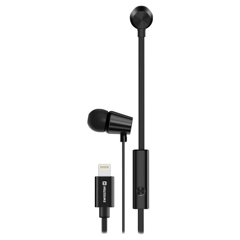 Swissten headphones earbuds dynamic lightning ys500 black