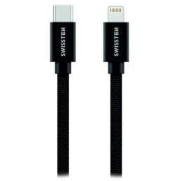 Swissten dátový kabeltextile usb-c / lightning 2,0 m čierny