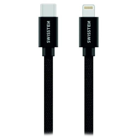 Swissten datový kabeltextile usb-c / lightning 2,0 m černý