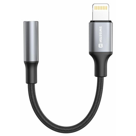 Adapter audio Swisstentextile lightning (męski) / 3,5 mm aux 0,15 m czarny (zastępuje 73501211)