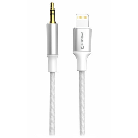 Swissten audio adaptertextile lightning (male) / 3.5 mm jack (male) 1.5 m white