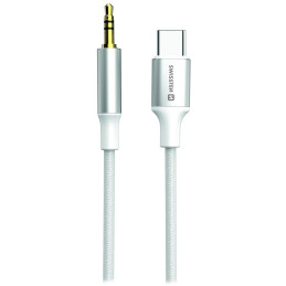 Swissten audio adaptertextile usb-c (male) / 3.5 mm jack (male) 1.5m white