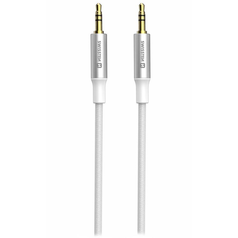 Swissten audio cabletextile jack (male) / jack (male) 1.5 m white