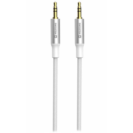 Swissten Audiokabel Textil Klinke (männlich) / Klinke (männlich) 1,5 m weiß