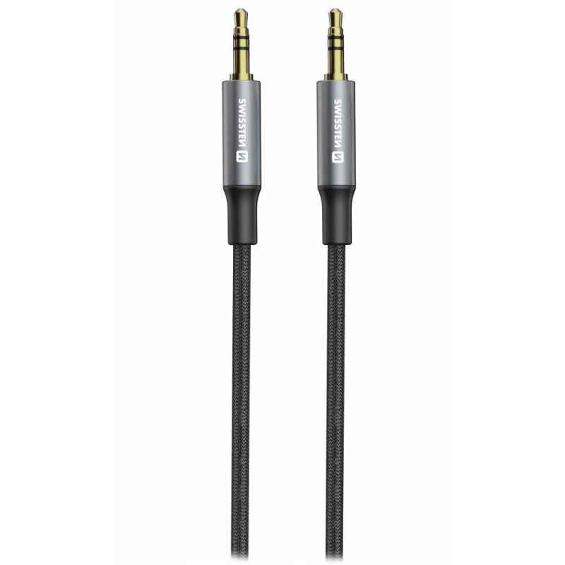 Swissten audio kabeltextile jack (samec) / jack (samec) 1,5 m černý (nahrazuje 73501101)