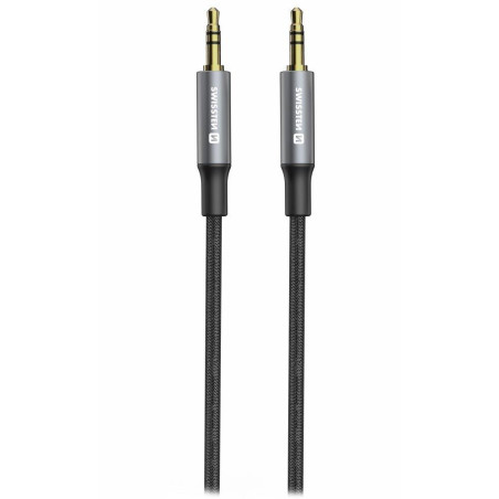 Swissten Audiokabel Textil Klinke (männlich) / Klinke (männlich) 1,5 m schwarz (ersetzt 73501101)