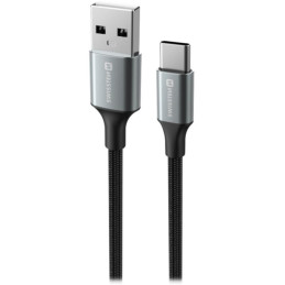 Swissten data cabletextile ii usb / usb-c 1,5 m czarny