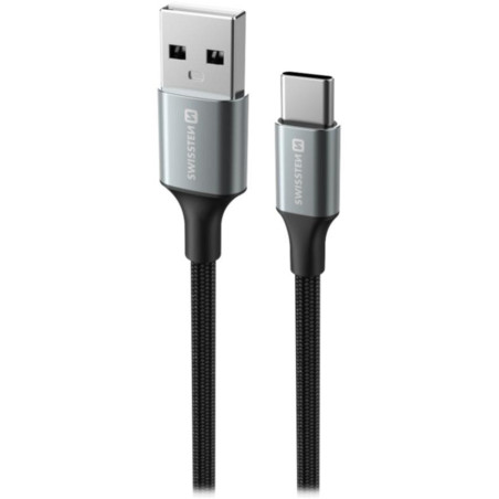 Swissten Datenkabel Textil II USB / USB-C 1,5 m schwarz