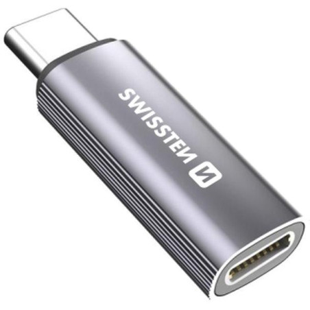Adapter do ładowania tekstyliów Swissten USB-C (męski) / Lightning (żeński) srebrny