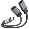 Adapter audio Swissten do ładowania tekstylny USB-C (męski) / 2x USB-C (żeński) 0,12 m czarny