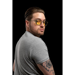 GUNNAR kancelářske/herní brýle FALLOUT VAULT 33 /GUNMETAL-OLIVE / * jantárová skla * BLF 65 * GUNNAR focus