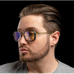 GUNNAR kancelářske/herní brýle FALLOUT VAULT 33 /GUNMETAL-OLIVE / * jantárová skla * BLF 65 * GUNNAR focus