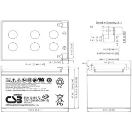CSB Pb záložní akumulátor VRLA AGM 12V/15Ah 6-DZM-12 (EVH12150)