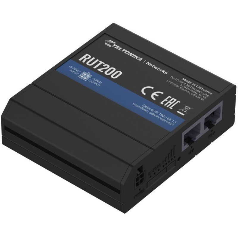 Teltonika RUT200 průmyslový LTE router s ethernetovou zálohou, 2x Eth, LTE Cat4/3G/2G, Wi-Fi