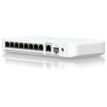 Ubiquiti UniFi Switch Flex 2.5G 8 PoE – 8 x 2,5 GbE, 1 x 10 GbE/ SFP+-Port-Kombi, PoE+++ In/PoE++ Out (PoE-Budget 196 W)