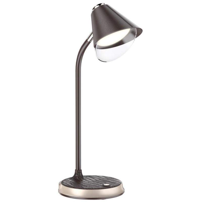 IMMAX LED stolní lampička FINCH/ Qi nabíjení/ 9W/ 12V/2A/ stmívatelná/ hnědá + zlaté prvky