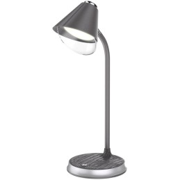 IMMAX LED stolní lampička FINCH/ Qi nabíjení/ 9W/ 12V/2A/ stmívatelná/ šedá + stříbrné prvky