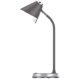 IMMAX LED stolní lampička FINCH/ Qi nabíjení/ 9W/ 12V/2A/ stmívatelná/ šedá + stříbrné prvky