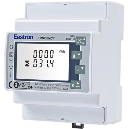 Eastron SDM630MCT-MBUS MID, 1/5A vstup Mbus, třífázový, pulsní výstupy