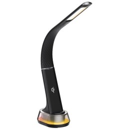 IMMAX LED stolní lampička CORELLA/ Qi nabíjení/ 7W/ 5V/2,1 A/ RGB podsvícení/ stmívatelná/ USB/ černá + stříbrné prvky