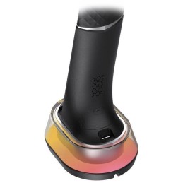 IMMAX LED stolní lampička CORELLA/ Qi nabíjení/ 7W/ 5V/2,1 A/ RGB podsvícení/ stmívatelná/ USB/ černá + stříbrné prvky