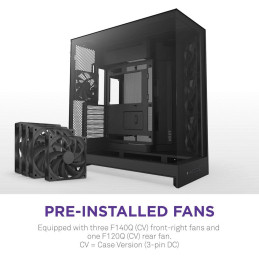 NZXT skříň H9 Flow dvoukomorová ATX / 3x140mm fan / 1x120mm / perforovaný top / proskl. bočnice, front / černá