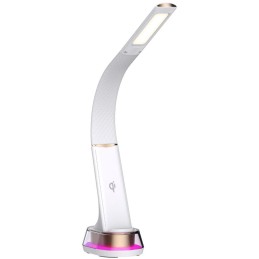 IMMAX LED stolní lampička CORELLA/ Qi nabíjení/ 7W/ 5V/2,1 A/ RGB podsvícení/ stmívatelná/ USB/ bílá + zlaté prvky