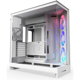 NZXT H9 Flow ARGB Zweikammer-ATX-Gehäuse / 3xRGB 140 mm / 1x 120mm Lüfter / Glas / weiß