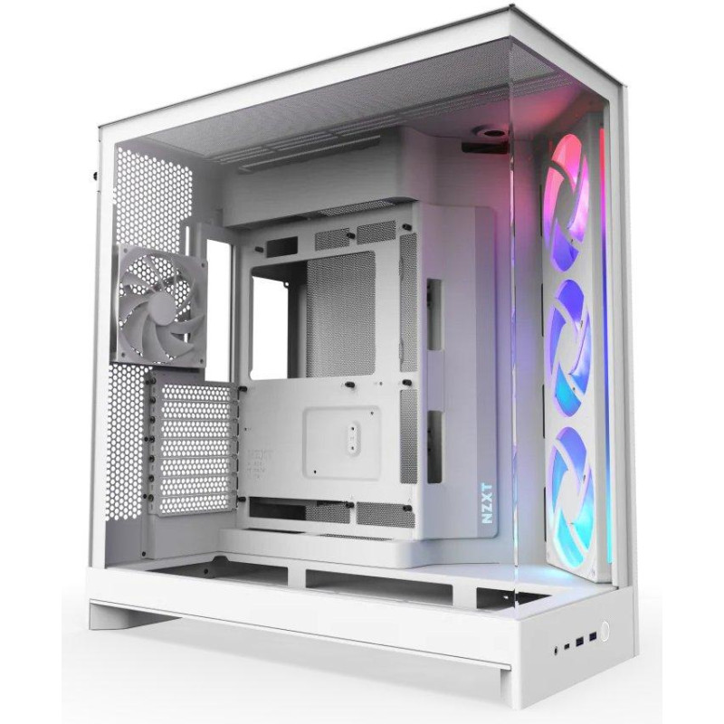 Obudowa NZXT H9 Flow ARGB dwukomorowa ATX / 3xRGB 140 mm / 1x wentylator 120 mm / szkło / biała