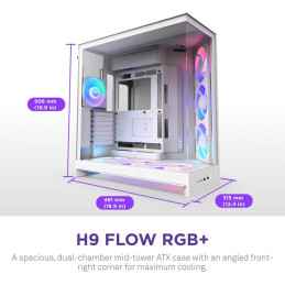 NZXT skříň H9 Flow RGB dvoukomorová ATX / 1x140 RGB mm / 1x 120mm RGB fan  / prosklená / bílá