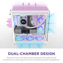 NZXT skříň H9 Flow RGB dvoukomorová ATX / 1x140 RGB mm / 1x 120mm RGB fan  / prosklená / bílá