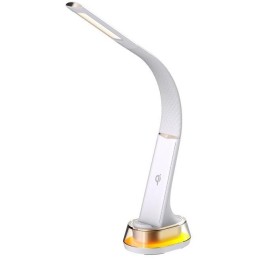 IMMAX LED stolní lampička CORELLA/ Qi nabíjení/ 7W/ 5V/2,1 A/ RGB podsvícení/ stmívatelná/ USB/ bílá + zlaté prvky