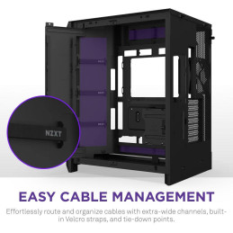 NZXT skříň H9 Flow RGB+ dvoukomorová ATX / 2x140 mm RGB fan / 1x120 RGB fan / prosklená / controller / černá