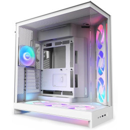 NZXT case H9 Flow ARGB+ two-chamber ATX / 6xRGB 140 mm / 1x 120mm fan / glass / controller / white