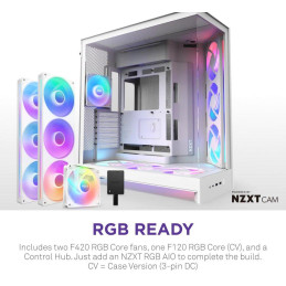 NZXT skříň H9 Flow RGB+ dvoukomorová ATX / 2x140 mm RGB fan / 1x120 RGB fan / prosklená / controller / bílá