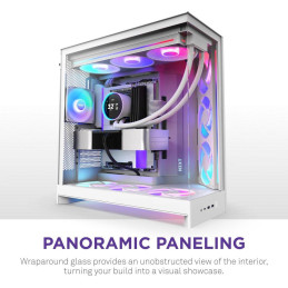 NZXT skříň H9 Flow RGB+ dvoukomorová ATX / 2x140 mm RGB fan / 1x120 RGB fan / prosklená / controller / bílá