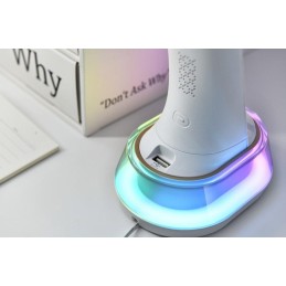 IMMAX LED stolní lampička CORELLA/ Qi nabíjení/ 7W/ 5V/2,1 A/ RGB podsvícení/ stmívatelná/ USB/ bílá + zlaté prvky