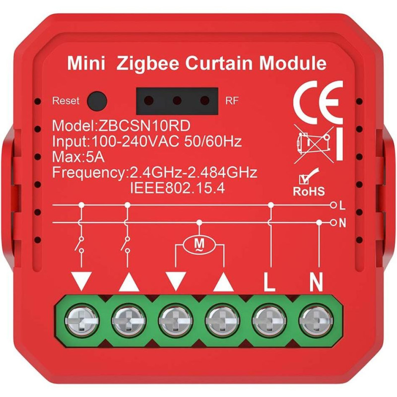 NEDIS smart blinds/roller shutter switch/ 1000W/ terminal connection/ Zigbee 3.0/ Android/ iOS/ Nedis® SmartLife/ red