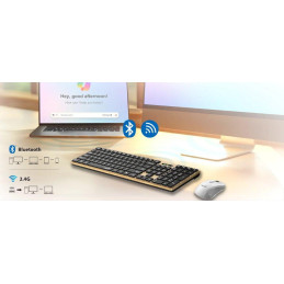 GENIUS Slimstar 7250BT/ bezdrátová 2,4GHz + BT5.0/ Copilot/ USB/ barva borovice + černá/ CZ+SK layout