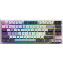 Klawiatura gamingowa MSI FORGE GK600 TKL Sky/ bezprzewodowa 2,4 GHz + BT/ mechaniczna/ RGB/ USB-C/ wyświetlacz/ układ CZ + SK