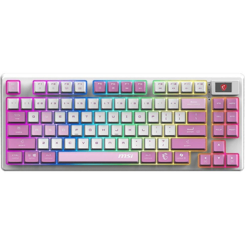 MSI gaming keyboard FORGE GK600 TKL Violet/ wireless 2.4GHz+BT/ mechanical/ RGB/ USB-C/ display/ CZ+SK layout
