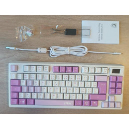 MSI herní klávesnice FORGE GK600 TKL Violet/ bezdrátová 2,4GHz+BT/ mechanická/ RGB/ USB-C/ display/ CZ+SK layout