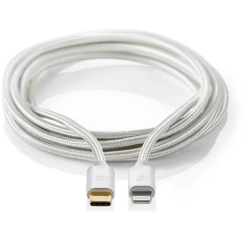 NEDIS PROFIGOLD Lightning/USB 2.0 kabel/ Apple Lightning 8pinový - USB-C zástrčka/ nylon/ stříbrný/ BOX/ 2m
